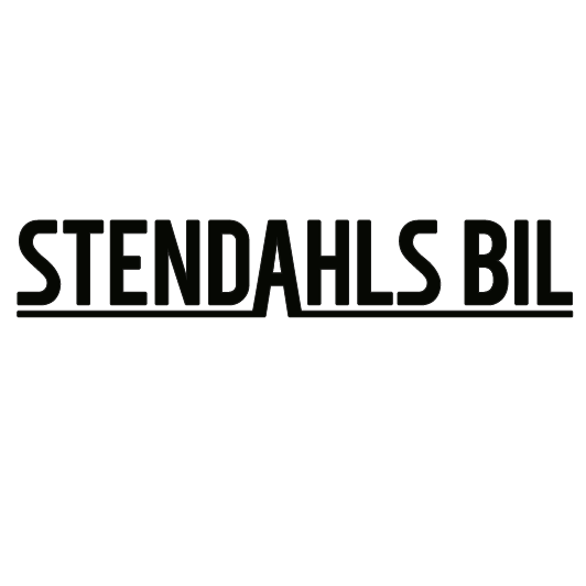 Bilden visar texten "STENDAHLS BIL" i fetstil, versaler, med tre horisontella streck över och under texten mot en vit bakgrund.